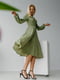 Платье А-силуэта зеленое в горошек | 6708638 | фото 2