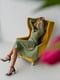 Платье А-силуэта зеленое в горошек | 6708638 | фото 3