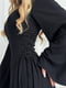 Чорна сукня-максі з широкими рукавами та шнурівками по бокам | 6702017 | фото 2