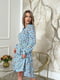 Блакитна сукня А-силуету в квітковий принт, доповнена поясом | 6702028 | фото 2