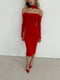 Червона облягаюча сукня-міді з відкритими плечима | 6702031 | фото 5