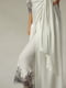 Комплект шовковий: халат та сорочка білого кольору з контрастним мереживом | 6658612 | фото 8