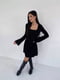 Чорна сукня А-силуету з квадратним вирізом та розкльошеним рукавом | 6710493 | фото 4