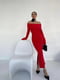 Облягаюча червона сукня-футляр з відкритими плечами та розрізом | 6710495