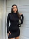 Чорна облягаюча міні-сукня з довгими рукавами-мітенками | 6710497 | фото 2