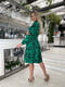 Зелена міді-сукня з поясом в яскравий принт | 6710509 | фото 4