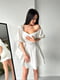 Міні-сукня А-силуету молочного кольору з рукавами-ліхтариками і відкритим декольте | 6710514 | фото 2