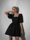 Чорна міні-сукня А-силуету з квадратним вирізом та розкльошеною спідницею | 6710519 | фото 2