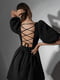 Чорна міні-сукня А-силуету з квадратним вирізом та розкльошеною спідницею | 6710519 | фото 3