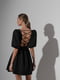 Чорна міні-сукня А-силуету з квадратним вирізом та розкльошеною спідницею | 6710519 | фото 4