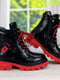 Ботинки красно-черные на яркой подошве с протектором | 6708879 | фото 3
