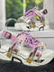 Босоножки бело-розовые со шнуками и силиконовыми принтоваными лентами | 6709054 | фото 2