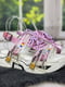 Босоножки бело-розовые со шнуками и силиконовыми принтоваными лентами | 6709054 | фото 4