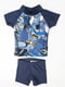 Купальний комплект синього кольору: футболка-реглан та шорти | 6710789