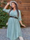 Оливкова сукня А-силуету в горошок з ременем | 6710874 | фото 2