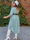 Оливкова сукня А-силуету в горошок з ременем | 6710874 | фото 4