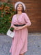 Пудрова сукня А-силуету в горошок з ременем | 6710875 | фото 2