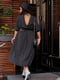Чорна сукня А-силуету в горошок з ременем | 6710876 | фото 4