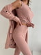 Персиковий костюм-трійка: подовжена оверсайз толстовка, майка та легінси в рубчик | 6710909 | фото 5