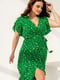 Зелена сукня в горох “на запах” з невагомими рукавами-крильцями | 6712255 | фото 2