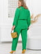 Зелений монохромний костюм: блуза-жакет на зав’язках та штани | 6712261 | фото 4