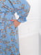 Штапельна блакитна сукня в квітковий принт, доповнена поясом-зав’язкою | 6712273 | фото 4