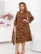 Штапельна коричнева сукня в квітковий принт, доповнена поясом-зав’язкою | 6712274 | фото 2
