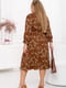 Штапельна коричнева сукня в квітковий принт, доповнена поясом-зав’язкою | 6712274 | фото 3
