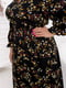 Штапельна чорна сукня в квітковий принт, доповнена поясом-зав’язкою | 6712276 | фото 4