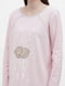Тепла нічна сорочка ніжно-рожевого  кольору з принтом та  маска для сну на резинці | 6712314 | фото 3