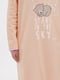 Тепла нічна сорочка персикового кольору з принтом та  маска для сну на резинці | 6712313 | фото 4
