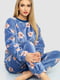 Пижама плюшевая на резинке синяя с принтом | 6713268 | фото 2
