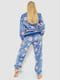 Пижама плюшевая на резинке синяя с принтом | 6713268 | фото 4