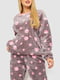 Пижама плюшевая на резинке серая с принтом | 6713270 | фото 2