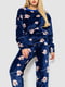 Пижама плюшевая на резинке синяя с принтом | 6713271 | фото 2