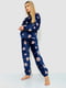Пижама плюшевая на резинке синяя с принтом | 6713271 | фото 3