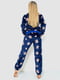 Пижама плюшевая на резинке синяя с принтом | 6713271 | фото 4