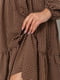 Платье короткое свободного кроя коричневое в горошек | 6713282 | фото 6