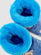 Тапочки-сапожки плюшевые синие с принтом | 6713338 | фото 5