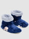 Тапочки-сапожки плюшевые синие с принтом | 6713342 | фото 2