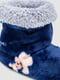 Тапочки-сапожки плюшевые синие с принтом | 6713342 | фото 3