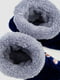 Тапочки-сапожки плюшевые синие с принтом | 6713342 | фото 5