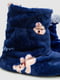 Капці-чобітки плюшеві сині з принтом | 6713342 | фото 6