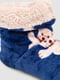 Капці-чобітки плюшеві сині з принтом | 6713343 | фото 3