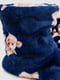 Тапочки-сапожки плюшевые синие с принтом | 6713343 | фото 5