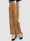 Расклешенные брюки из экокожи бежевые | 6713370 | фото 3