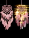Светильник-ночник креативный ловец снов сердце с перьями для декора розовый | 6015662 | фото 2