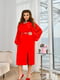 Червона сукня-футляр з об’ємними прозорими рукавами та ременем | 6714120 | фото 3
