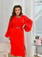 Червона сукня-футляр з об’ємними прозорими рукавами та ременем | 6714120 | фото 4