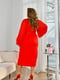 Червона сукня-футляр з об’ємними прозорими рукавами та ременем | 6714120 | фото 5